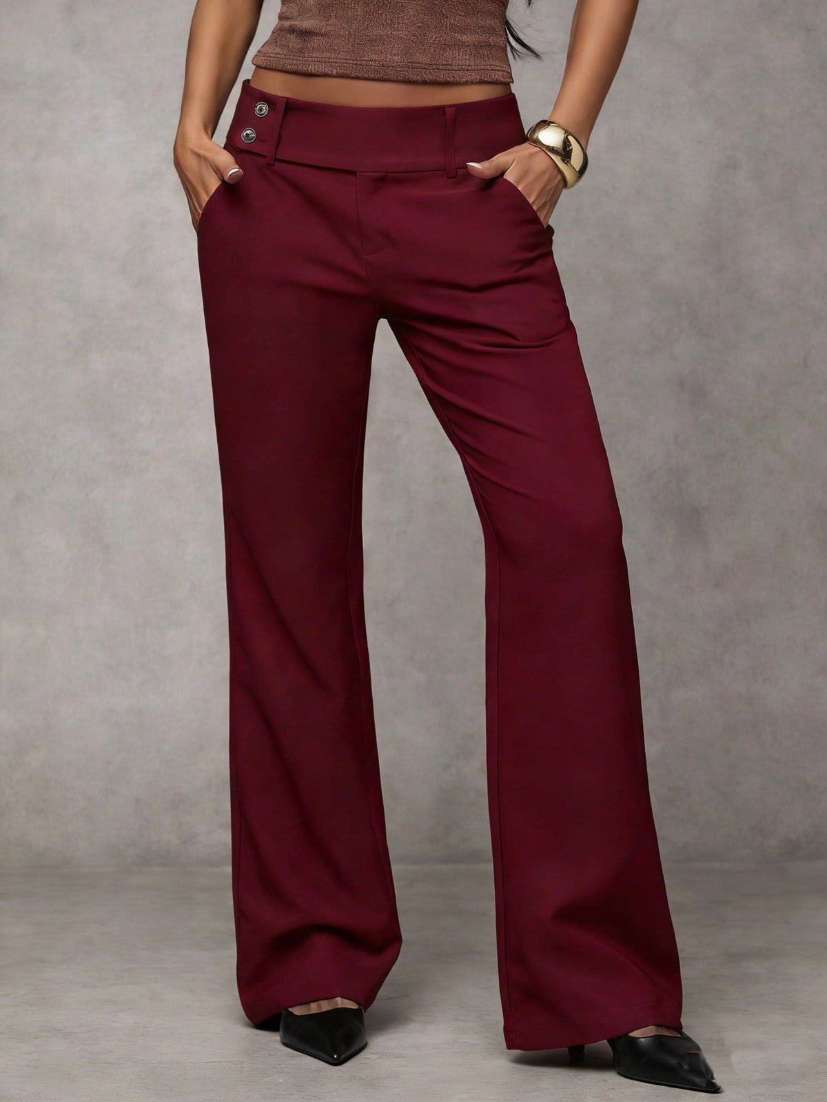 Women’s Modern Loose Fit Trousers Wine Red