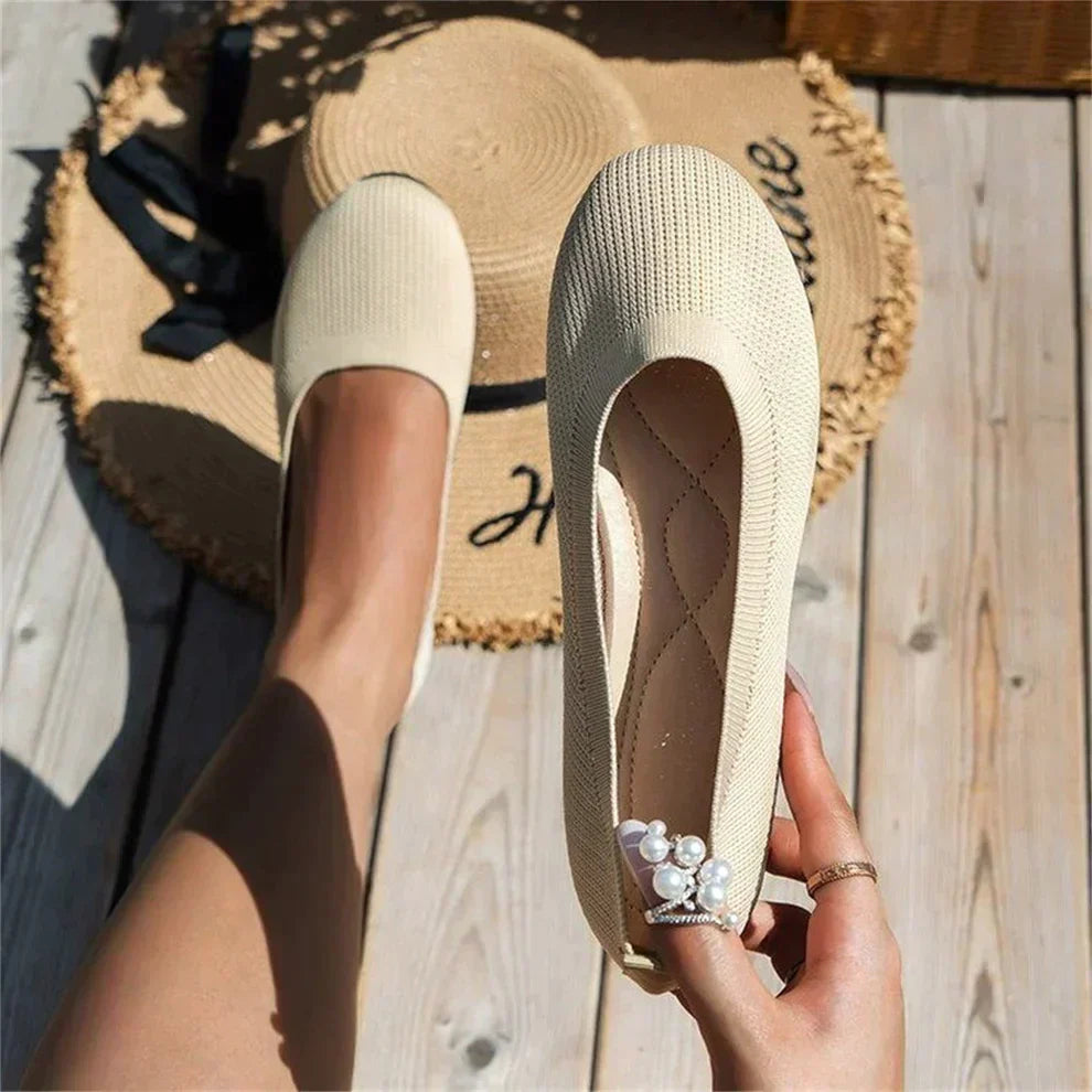 Women’s Comfortable Classic Ballerina Flats for Everyday Wear Beige