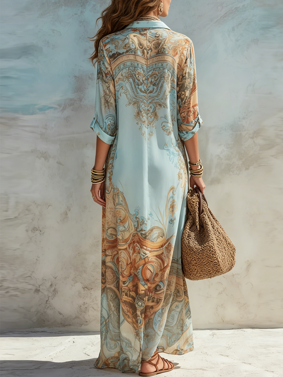 Women’s Elegant Mediterranean Shirt Dress