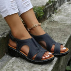 Women’s Cutout Platform Sandals for Casual Spring and Summer Wear Blue