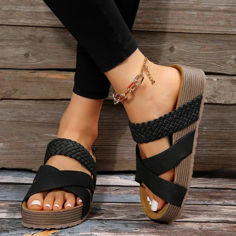 Women’s Comfortable Platform Sandals for Summer Black