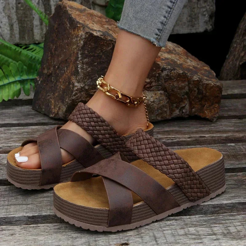 Women’s Comfortable Platform Sandals for Summer Brown