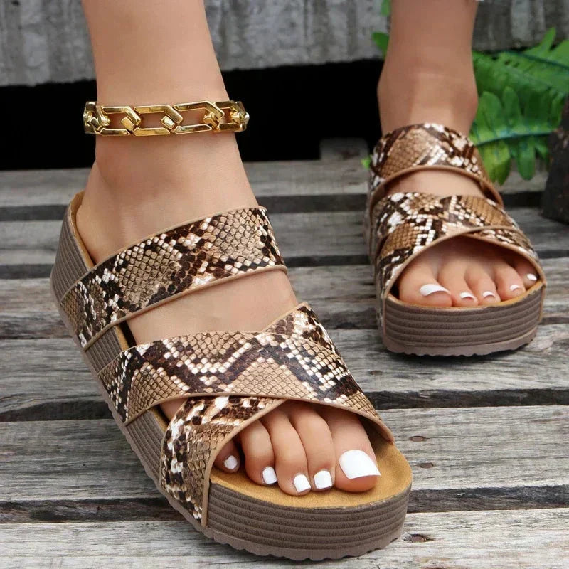 Women’s Comfortable Platform Sandals for Summer Snake Print