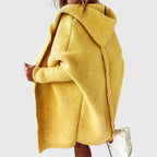 Women’s Oversized Knee-Length Cardigan with Large Hood Yellow