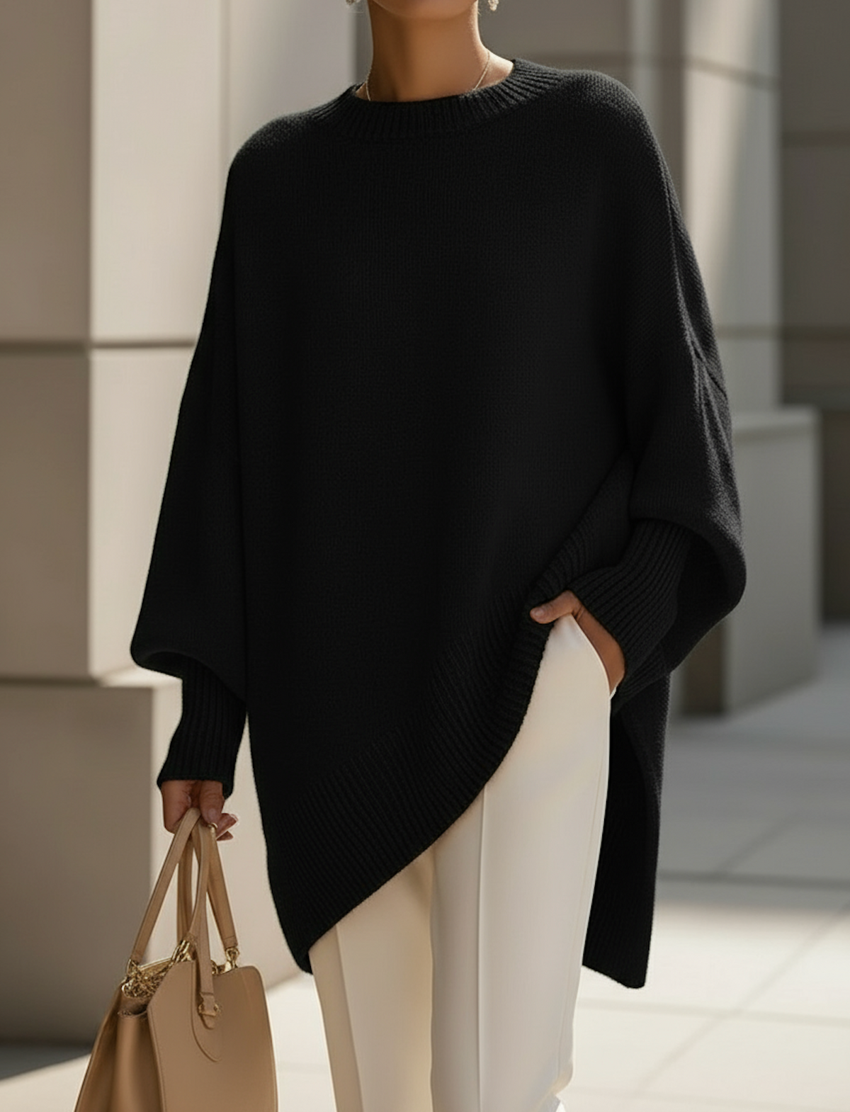 Women’s Elegant Oversized Knitted Jumper Black