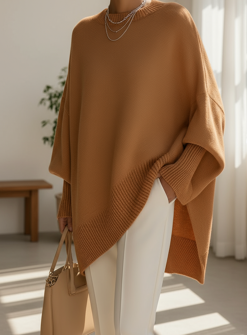 Women’s Elegant Oversized Knitted Jumper Brown