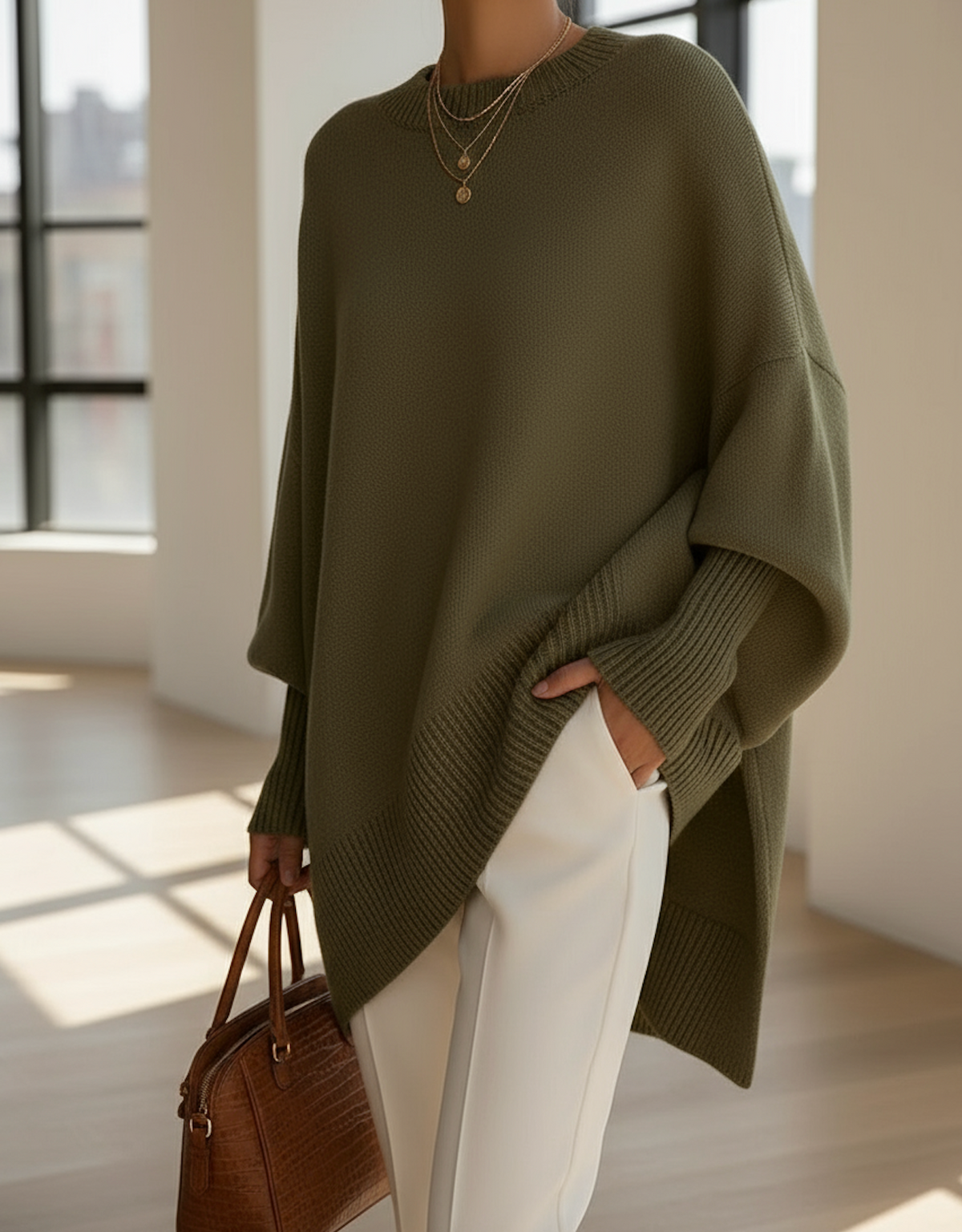 Women’s Elegant Oversized Knitted Jumper Green