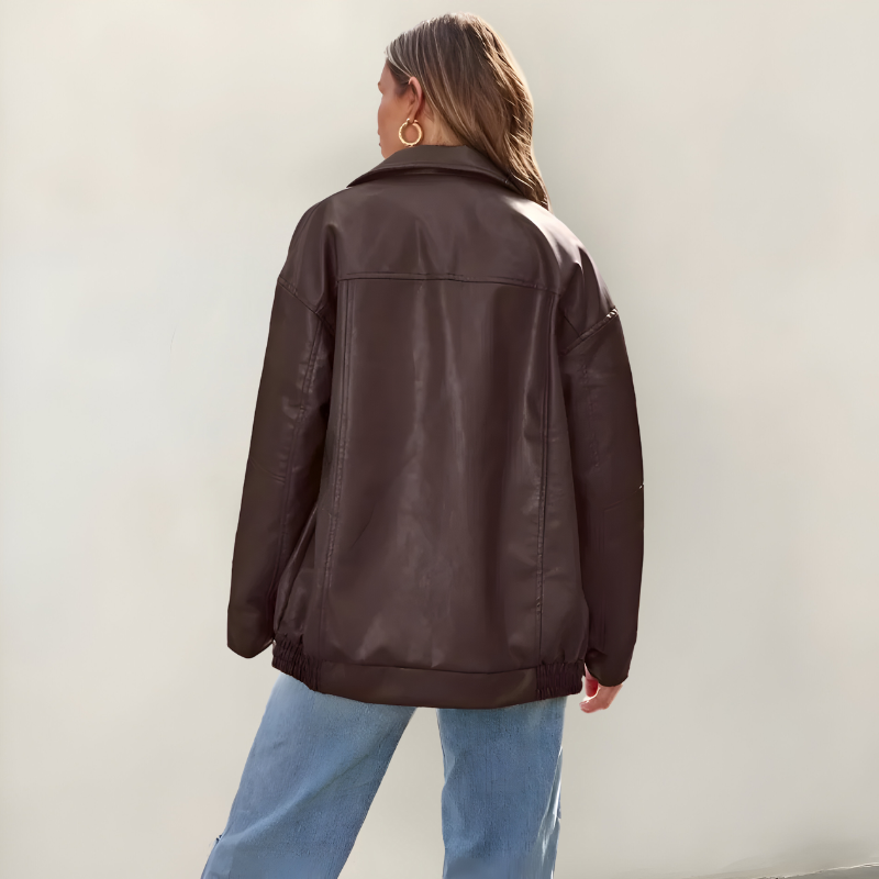 Women’s Stylish Oversized Leather Jacket