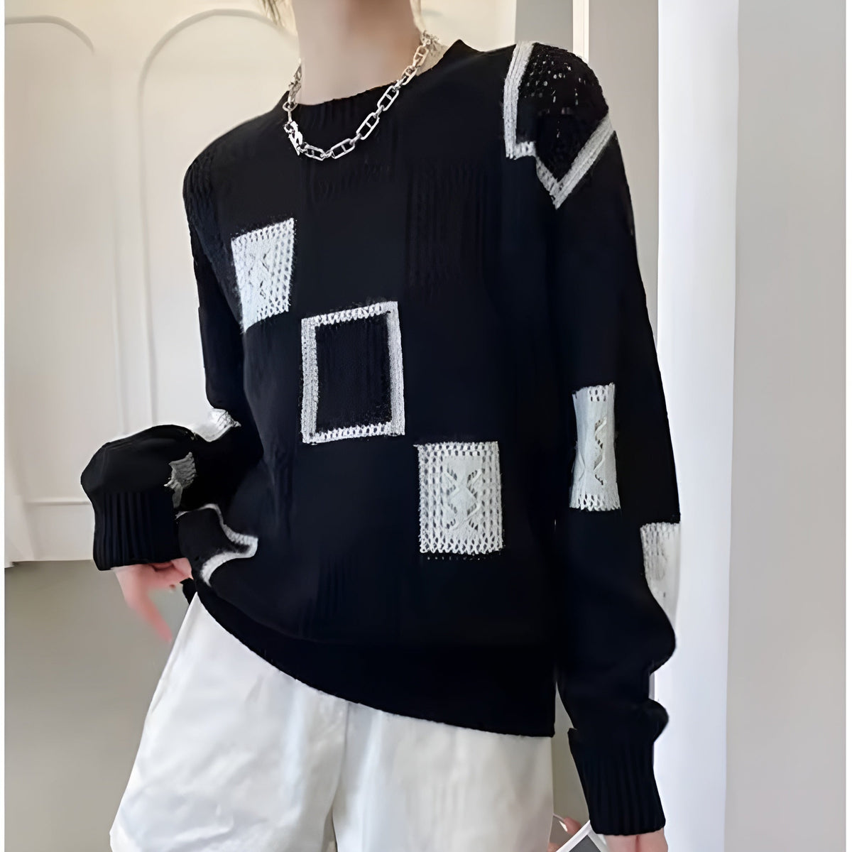 Women’s Modern Soft Patchwork Jumper