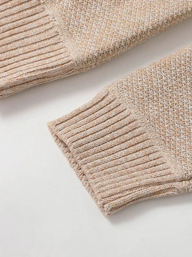 Men’s Ribbed Knit Full-Zip Cardigan with Stand Collar
