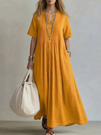 Women’s Pleated Dress Yellow