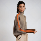 Women’s Stylish Printed Roll-Neck Jumper Orange