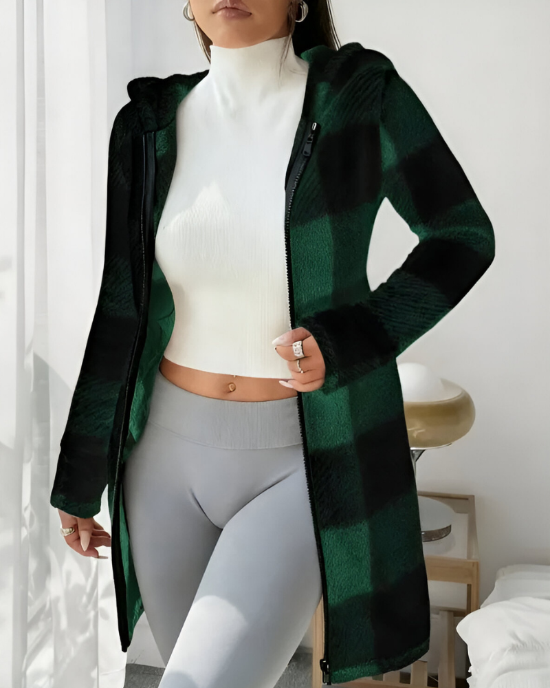 Women’s Modern Warm Hooded Jacket Army Green