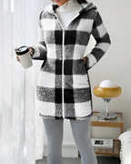 Women’s Modern Warm Hooded Jacket Black and White