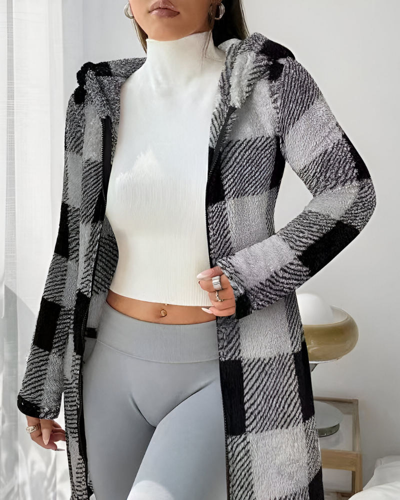 Women’s Modern Warm Hooded Jacket Grey
