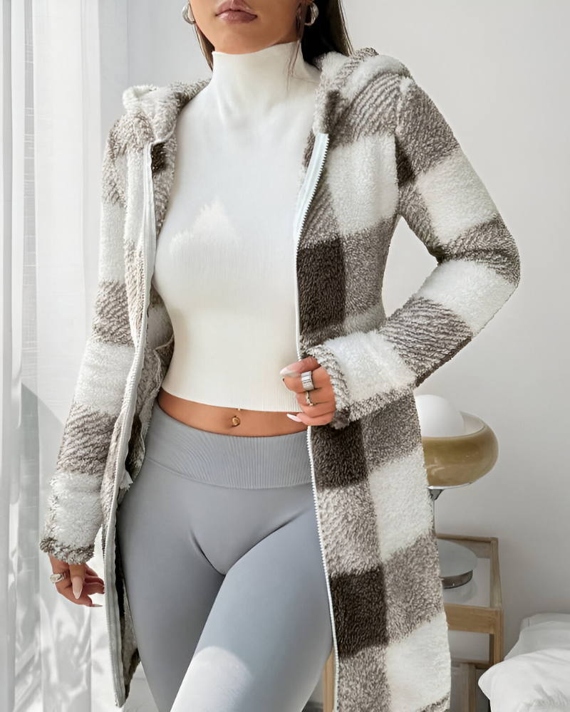 Women’s Modern Warm Hooded Jacket Khaki