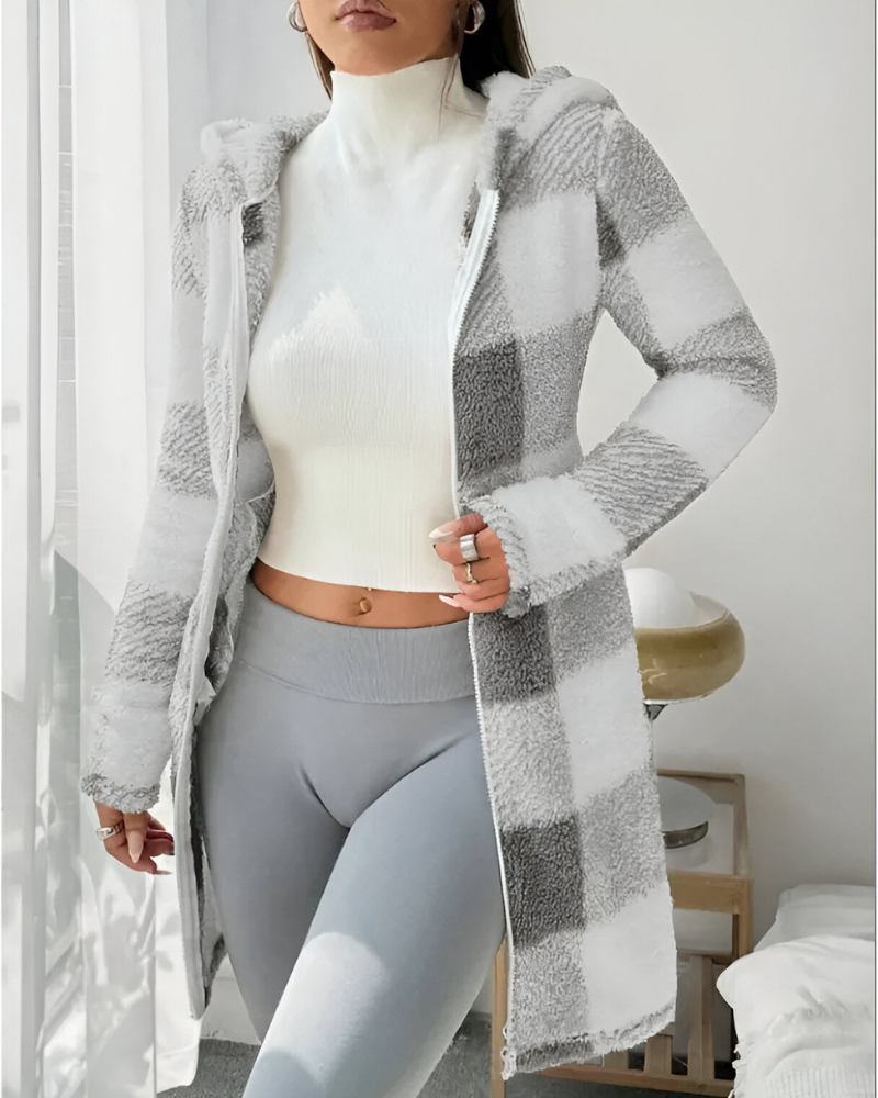 Women’s Modern Warm Hooded Jacket Light Grey