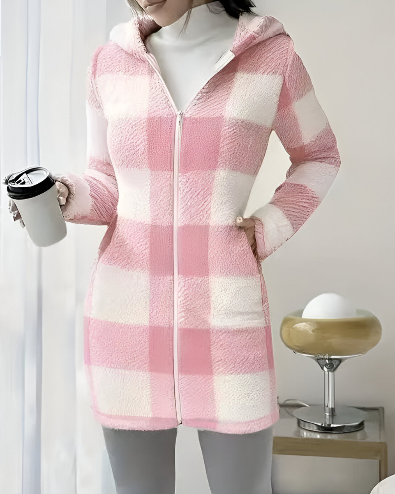 Women’s Modern Warm Hooded Jacket Pink