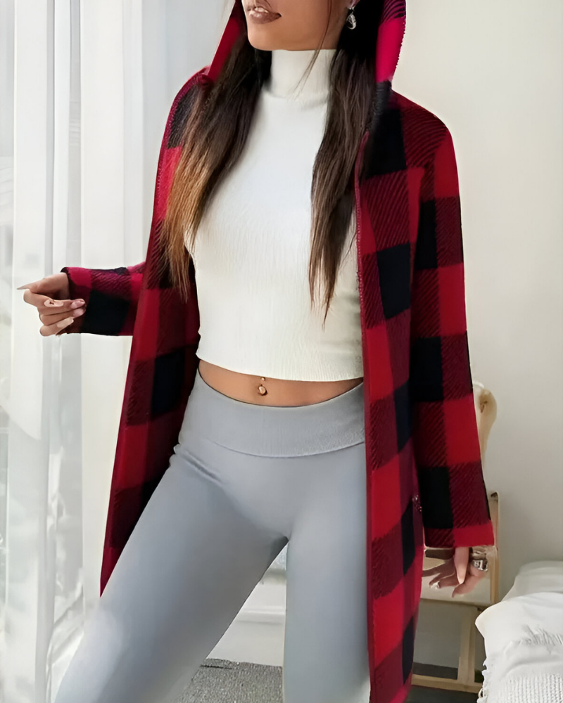 Women’s Modern Warm Hooded Jacket Red