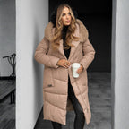 Women’s Warm Quilted Parka Winter Coat Beige