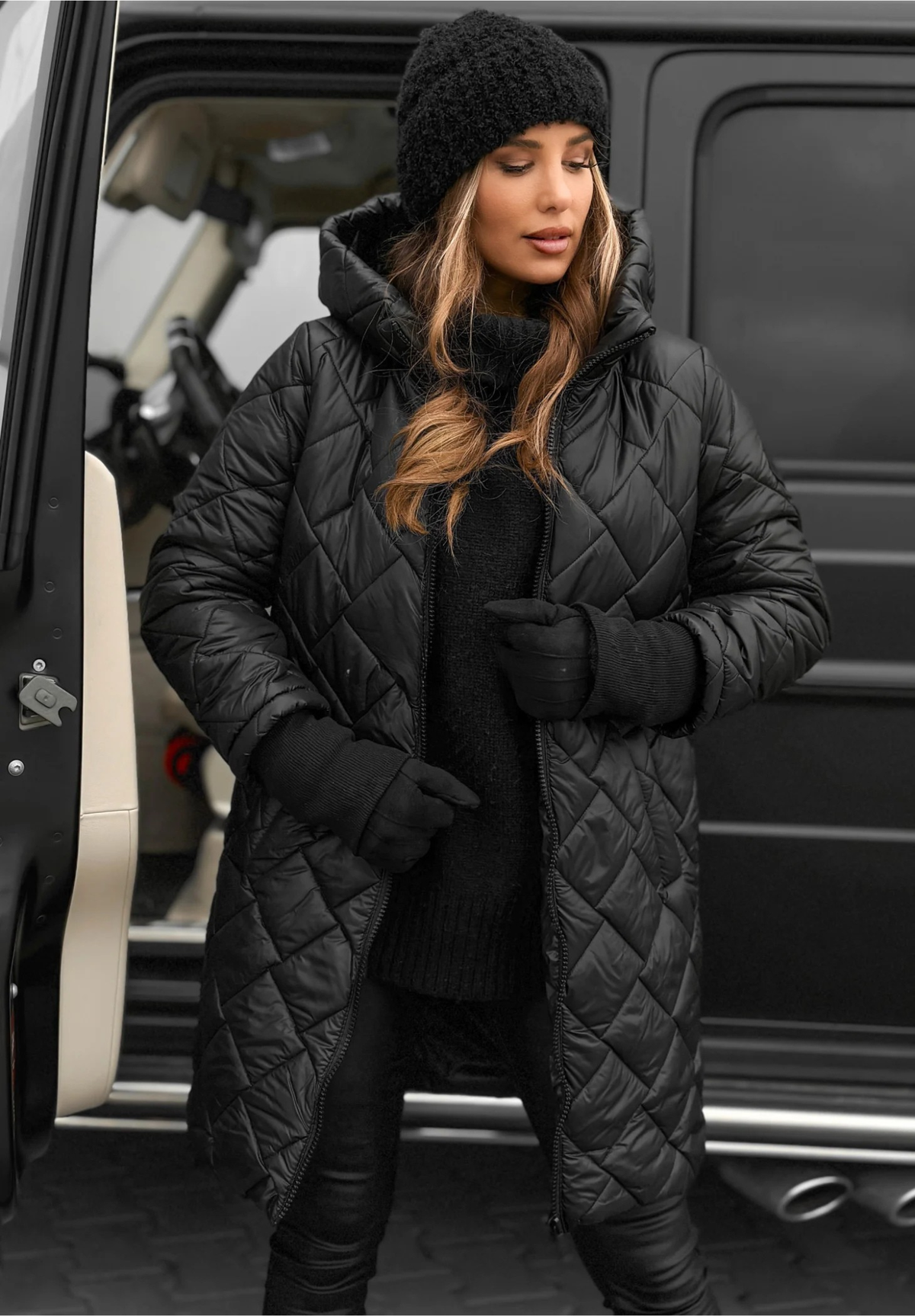 Women’s Warm Quilted Puffer Winter Coat Black