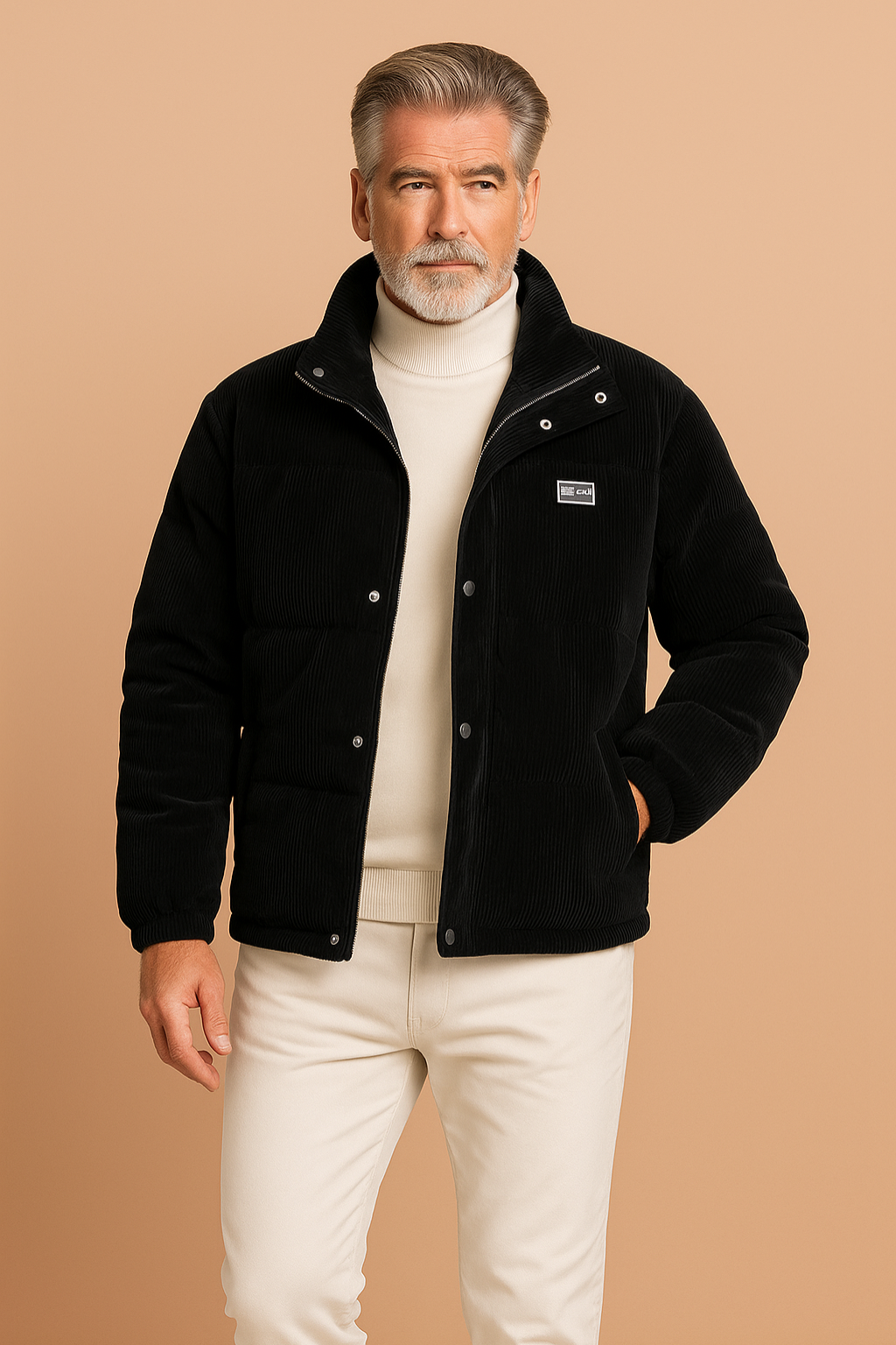 Men’s Warm Quilted Puffer Winter Coat Black