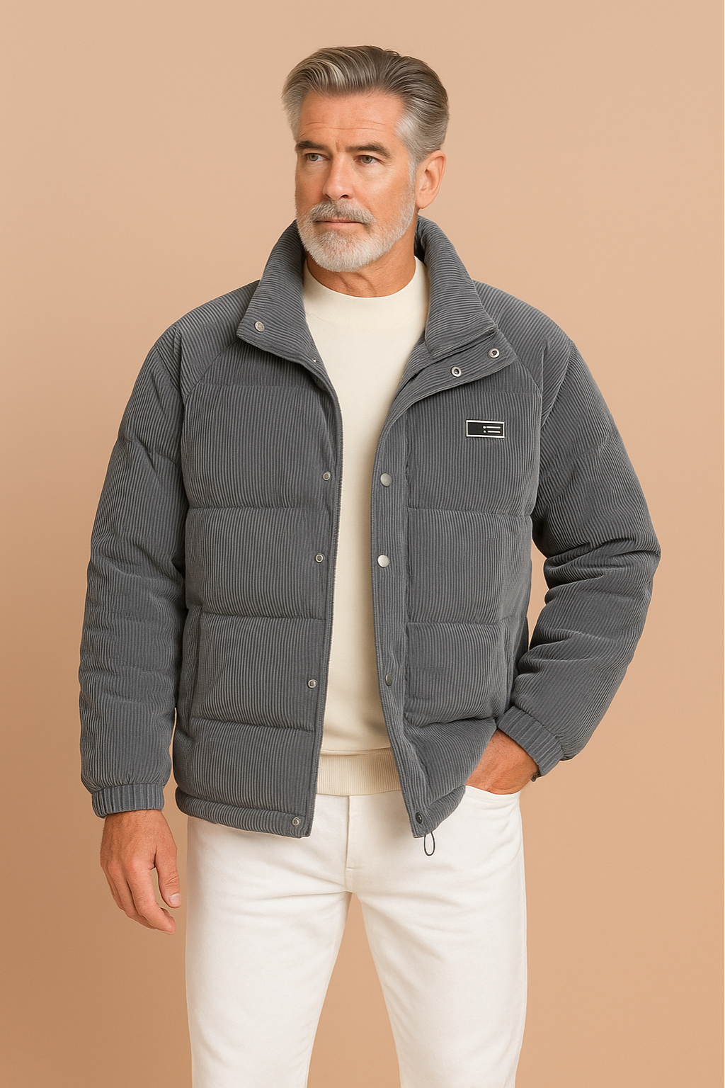 Men’s Warm Quilted Puffer Winter Coat Grey