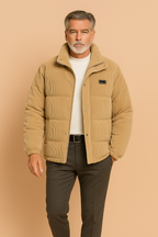 Men’s Warm Quilted Puffer Winter Coat Khaki