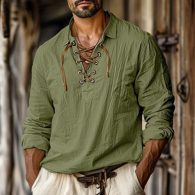 Men’s Breathable Long Sleeve Shirt – Spring and Summer Ready Green
