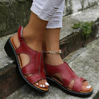 Women’s Cutout Platform Sandals for Casual Spring and Summer Wear Red