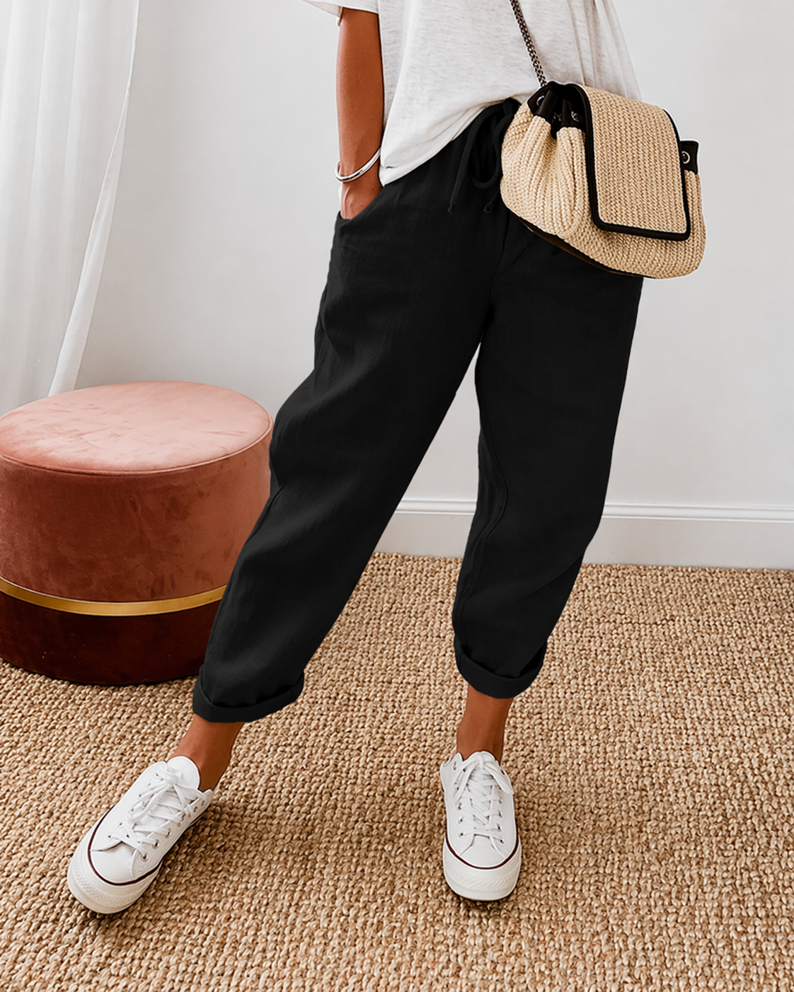 Women’s Casual Relaxed Fit Trousers Black