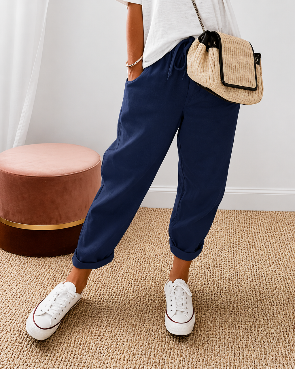 Women’s Casual Relaxed Fit Trousers Navy