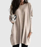 Women’s Comfortable Relaxed-Fit Tunic with Pockets Beige