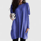 Women’s Comfortable Relaxed-Fit Tunic with Pockets Blue