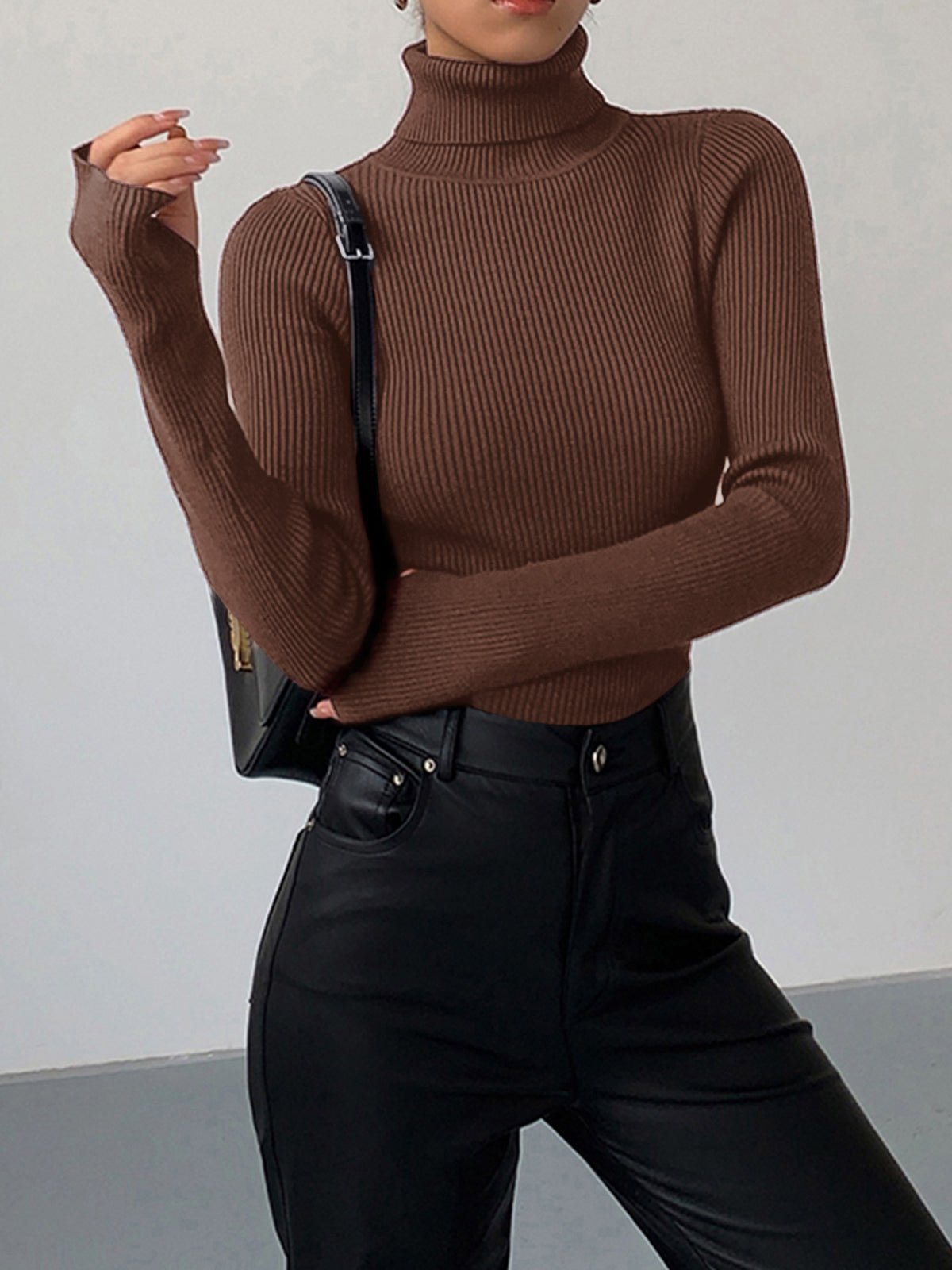 Women’s Ribbed Turtleneck Lightweight Knit Jumper