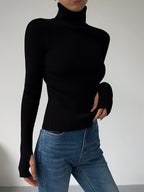 Women’s Ribbed Turtleneck Lightweight Knit Jumper