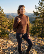 Women’s Ribbed Turtleneck Lightweight Knit Jumper Dark Brown