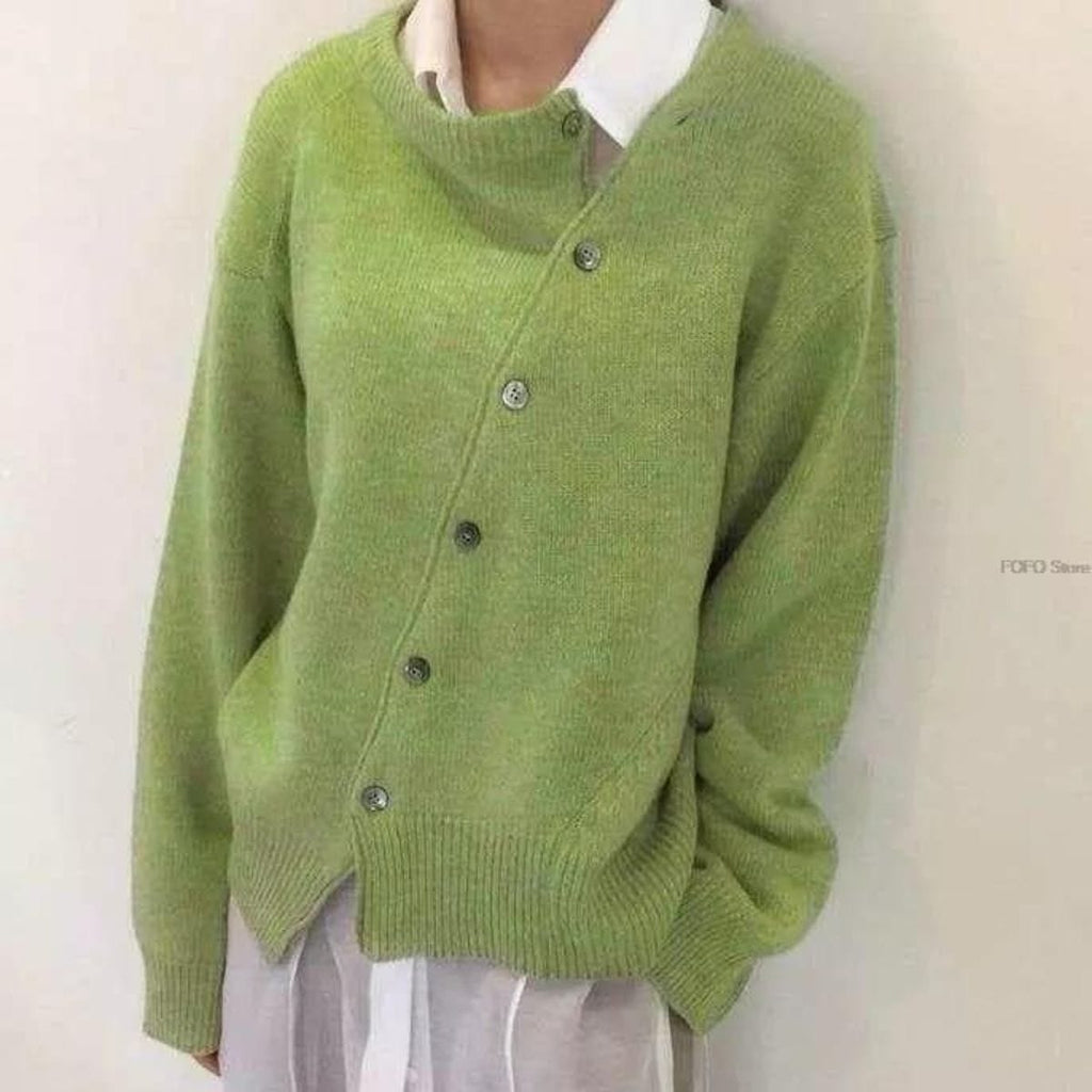 Women’s Oversized Button-Front Cardigan Sweater Green