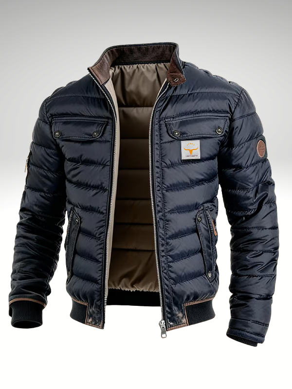 Men’s Modern Short Winter Jacket Navy Blue