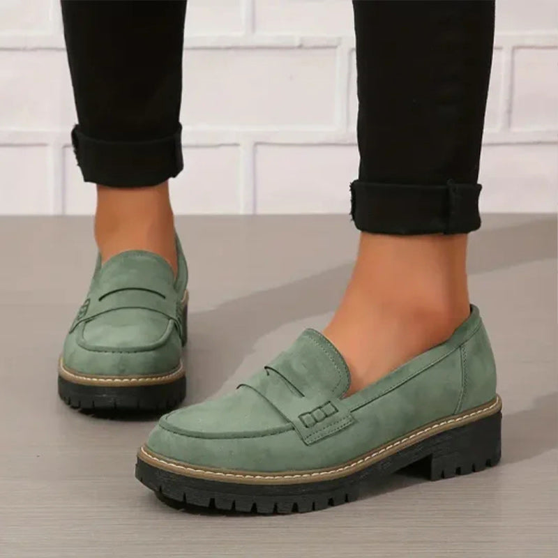 Women’s Chunky Sole Casual Loafers for Everyday Wear Green
