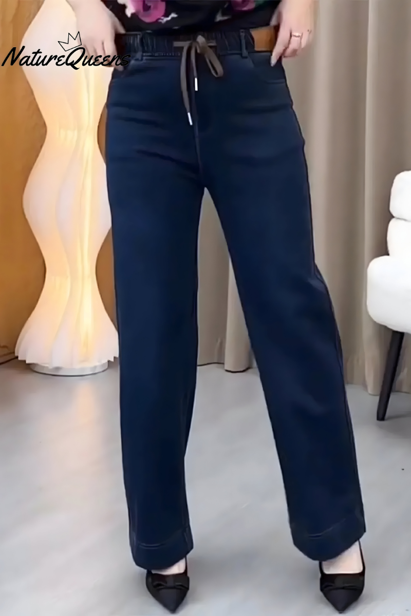 Women’s Casual Stretch Trousers with Elasticated Waistband Blue