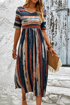 Women’s Striped Flowing Midi Dress Multicolour