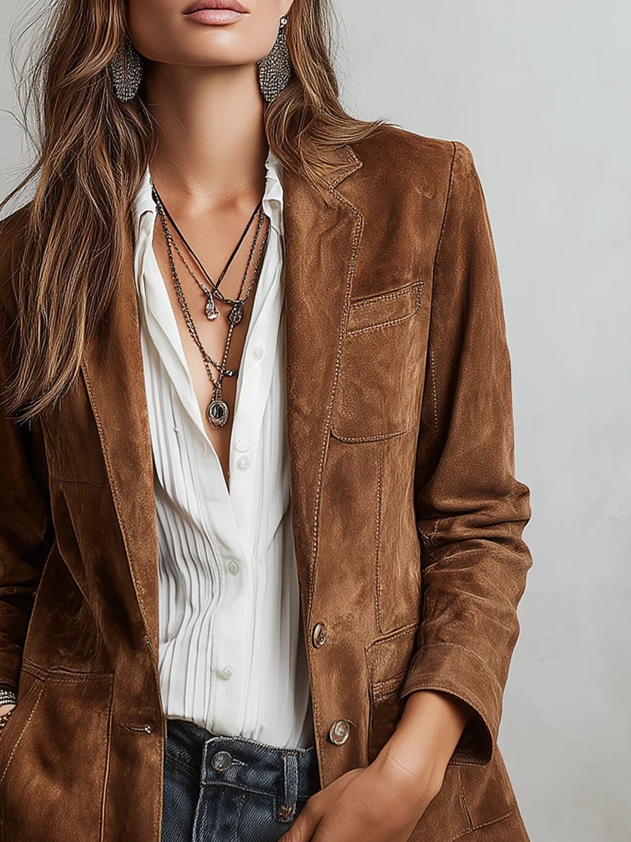 Women’s Tailored Single-Breasted Blazer Brown