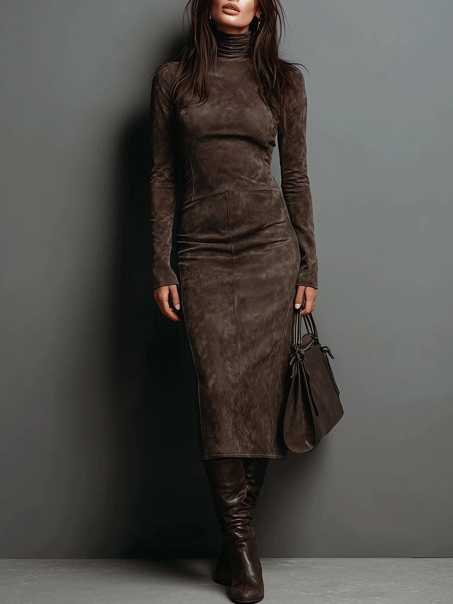 Women’s Elegant Tailored Midi Dress Brown