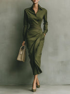 Women’s Stylish Tailored Wrap Dress Green