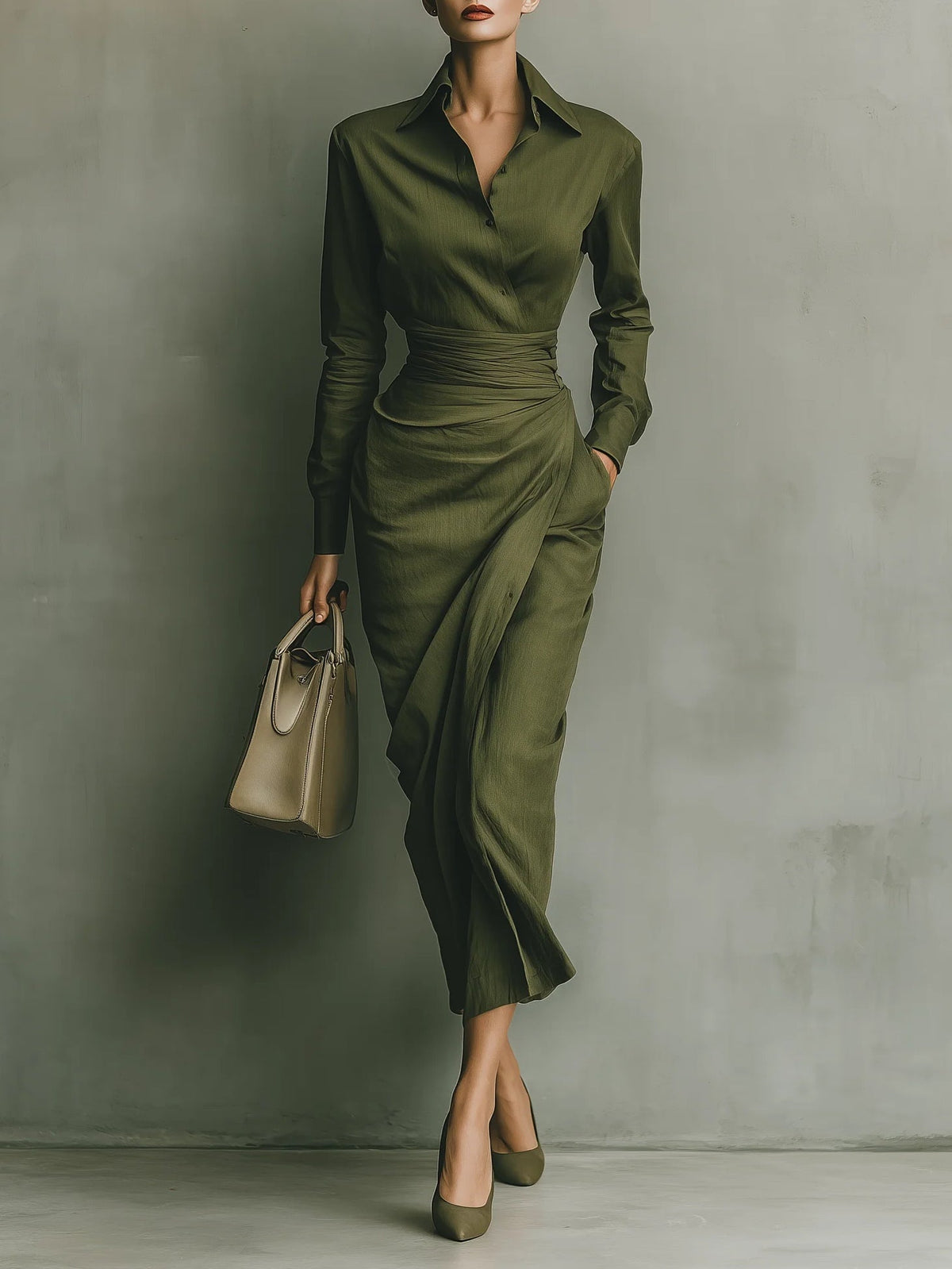 Women’s Stylish Tailored Wrap Dress Green