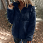 Women’s Warm Teddy Fleece Jacket with Zip Blue