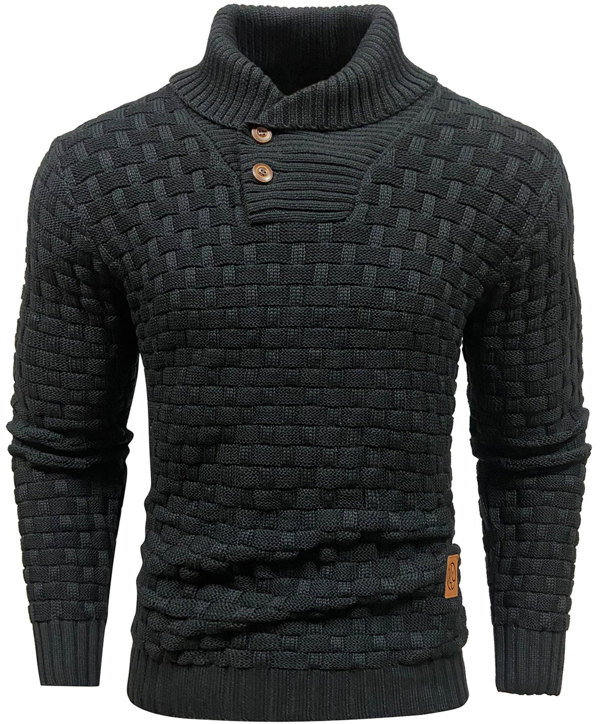Men’s Warm Textured Knitted Jumper Black