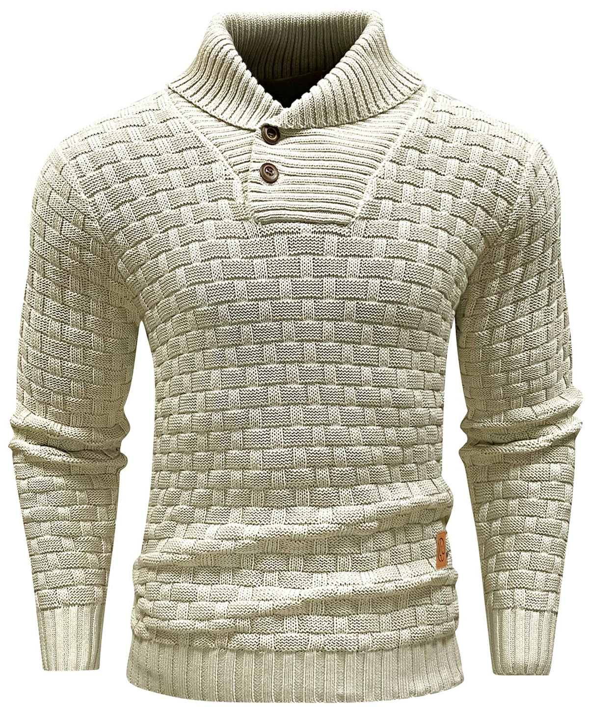 Men’s Warm Textured Knitted Jumper Khaki