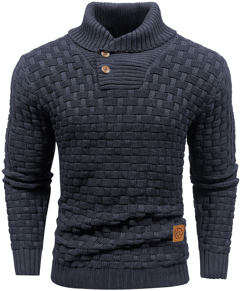 Men’s Warm Textured Knitted Jumper Navy